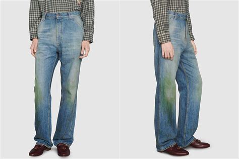 gucci green stained jeans|Gucci famous jeans.